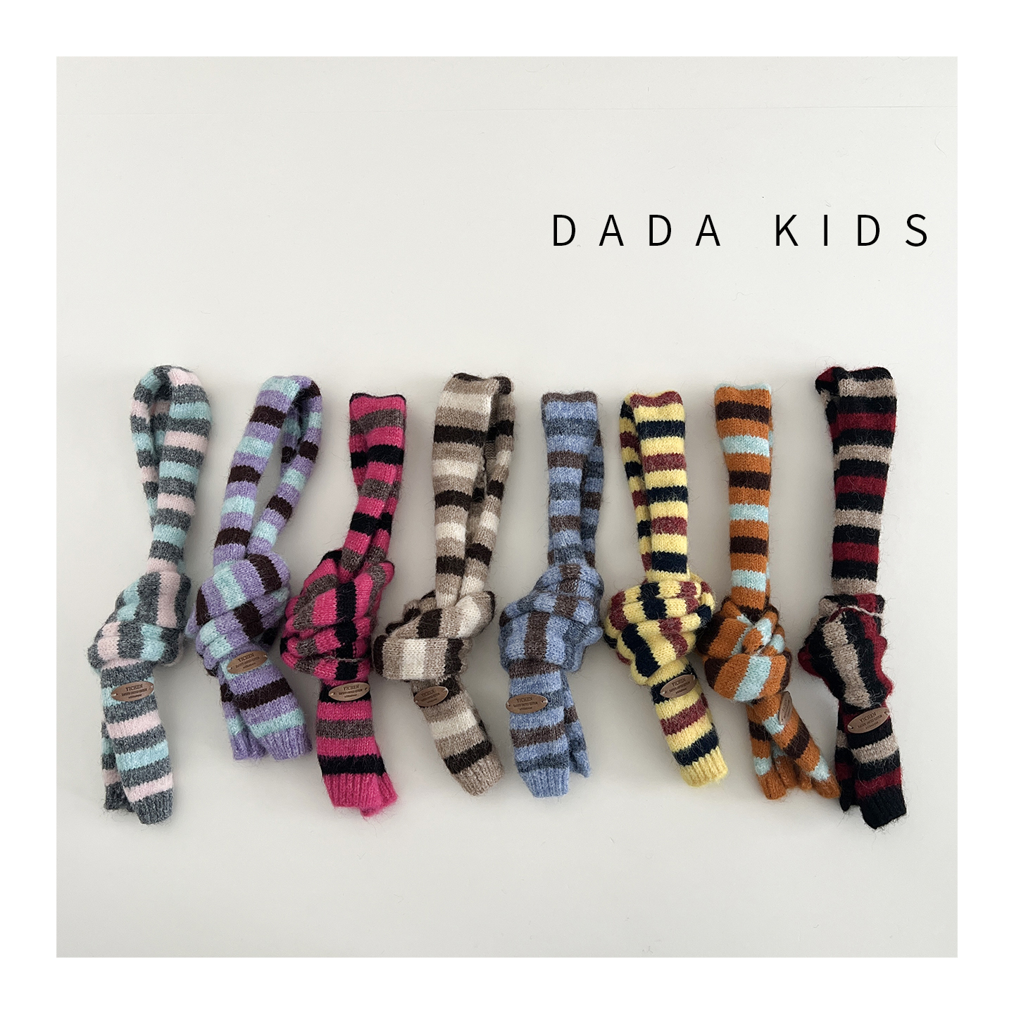 韩版窄条儿童围巾秋冬季拼色围脖