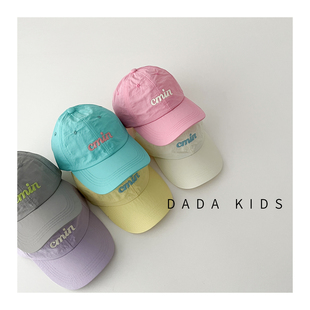 儿童马卡龙色洋气软顶棒球帽男女童春夏季 轻薄速干防晒遮阳鸭舌帽