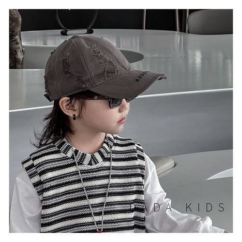 儿童鸭舌帽破洞复古乞丐风棒球帽