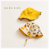 宝宝春秋夏季 遮阳渔夫帽儿童户外纯棉透气防晒帽男女童双面戴盆帽