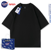 韩版 NASA联名新款 五分袖 t恤纯棉宽松夏季 打底 2024年纯色男女短袖