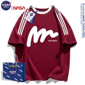 NASA联名宽松重磅纯棉半袖 男女 T恤打底三条杠百搭简约印花短袖