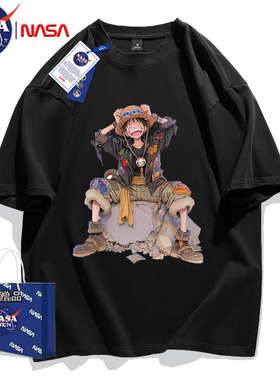 夏季美式复古重磅纯棉简约短袖t恤男女款休闲宽松上衣服五分袖男