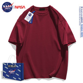 NASA联名2025夏季 情侣纯色休闲T恤 打底衫 新款 男女重磅纯棉五分袖