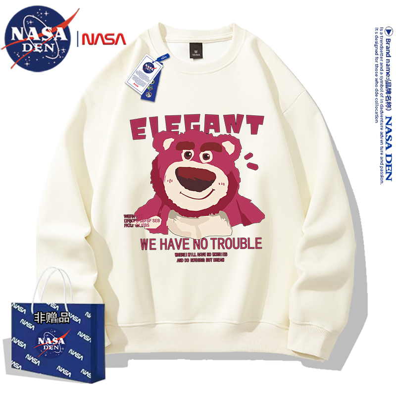 NASA联名复古长袖卫衣男女款春秋季休闲宽松印花圆领上衣服外套衫