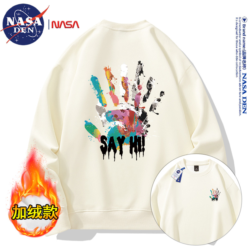 NASA联名日系简约重磅长袖卫衣男女款时尚宽松百搭圆领加绒上衣服
