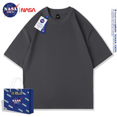 打底衫 NASA联名2024新款 T恤chic五分袖 男女纯棉短袖 纯色百搭 夏季