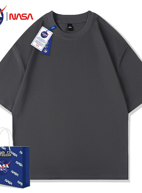 NASA联名2024新款夏季男女纯棉短袖T恤chic五分袖打底衫纯色百搭