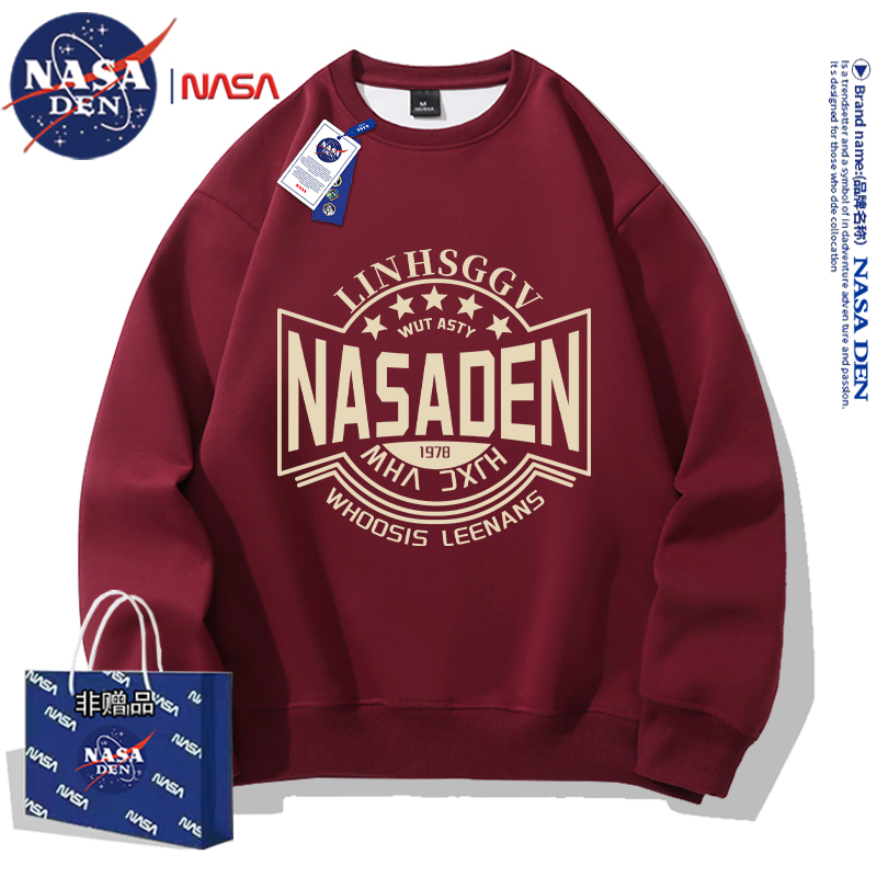 NASA联名卫衣男情侣款秋冬新款运动休闲多巴胺宽松高街简约衣男