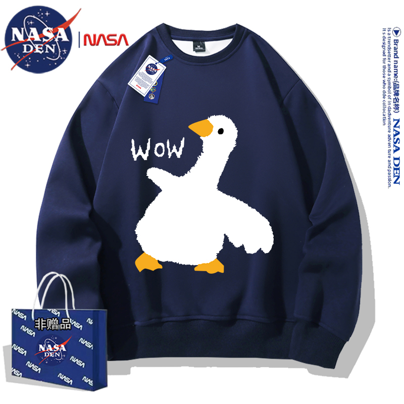 NASA联名美式简约重磅长袖卫衣男女款时尚休闲宽松百搭圆领上衣服