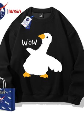 NASA联名秋冬季休闲宽松长袖卫衣男女款重磅美式印花圆领情侣上衣