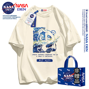 休闲宽松上衣服美式 T恤男女情侣款 重磅 短袖 NASA联名重磅纯棉夏季