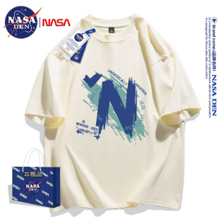 NASA联名男女同款 t恤美式 2024夏季 宽松oversize上衣 重磅纯棉短袖
