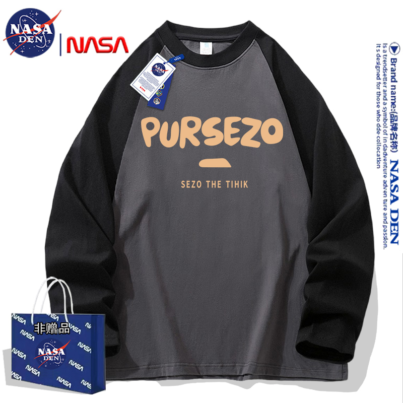 NASA联名纯棉插肩长袖T恤男女
