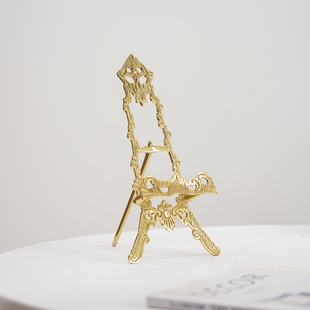 豪光 复古手工日式黄铜展示盘子支架法式相框装饰茶饼托架挂盘架