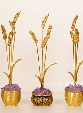 黄铜紫水晶聚宝盆摆件招财