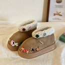 林先叁腊肠狗厚底雪地靴女2025冬季新款加绒加厚一脚蹬面包毛毛鞋