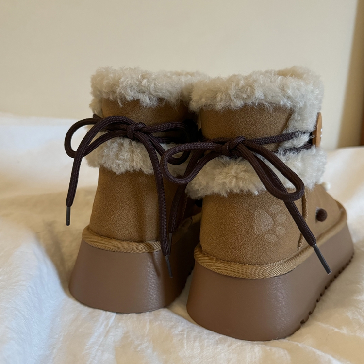 林先叁 小众设计加绒保暖时尚雪地靴女皮毛一体加绒加厚休闲棉鞋