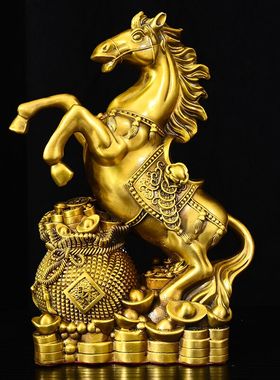 黄铜招财马摆件钱袋马工艺品