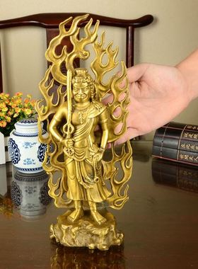 纯黄铜不动明王摆件不动尊者属鸡生肖摆家用装饰神像工艺品中式