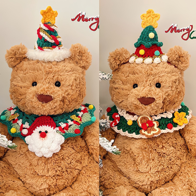 巴塞罗熊围兜帽子圣诞配饰口水巾围兜圣诞项圈jellycat衣服装饰品
