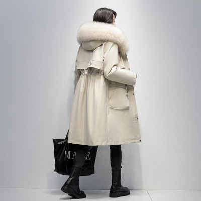 派克服女2025新款爆款皮毛一体獭兔毛内胆可拆卸长款冬季皮草外套