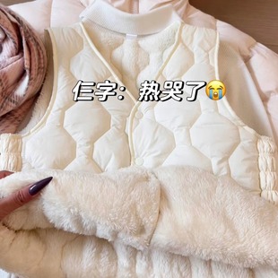 小红书爆款 背心内外穿百搭内胆 2025秋冬羽绒棉马甲女加绒保暖短款