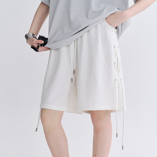 两侧系带短裤 休闲中裤 女夏季 宽松五分裤 2025新款 万有引力博物馆