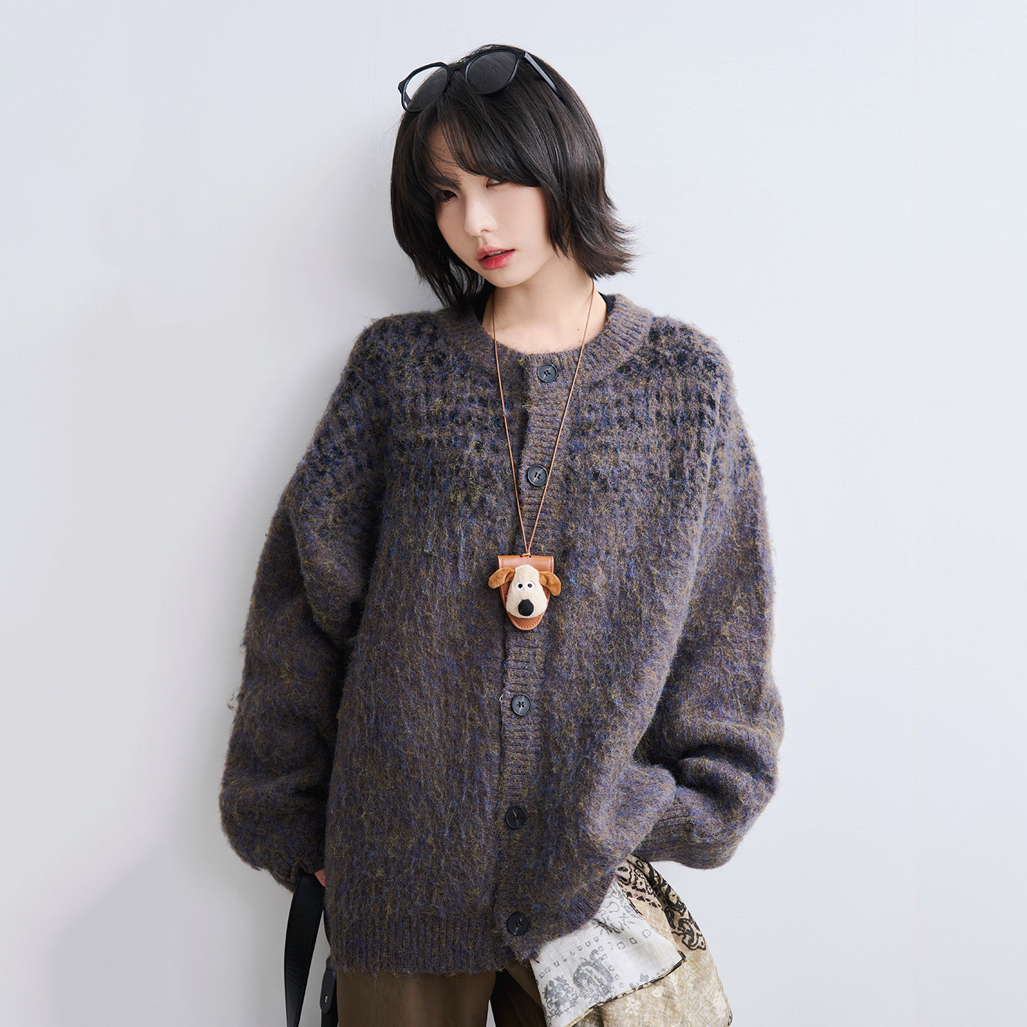 万有引力博物馆 开衫毛衣外套女秋季2025新款宽松慵懒风秋装上衣