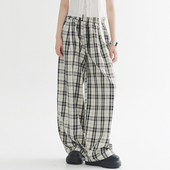 2025年新款 女春季 宽松裤 子阔腿裤 万有引力博物馆 长裤 格子休闲裤