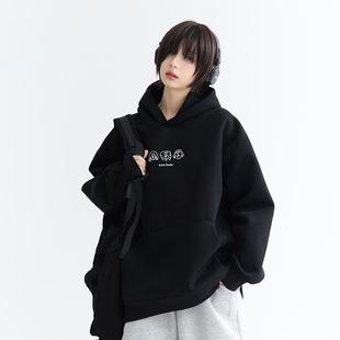 万有引力博物馆 宽松中性风上衣 小狗印花连帽卫衣女春季 2025新款