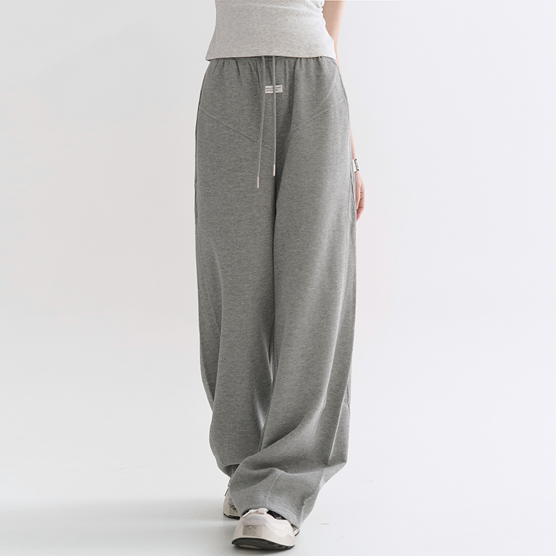 万有引力博物馆 纯色阔腿裤运动裤女2025新款裤子宽松卫裤休闲裤K