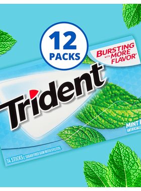 代购美国进口Trident三叉戟口香糖 丝滑薄荷木糖醇木糖醇整盒12包