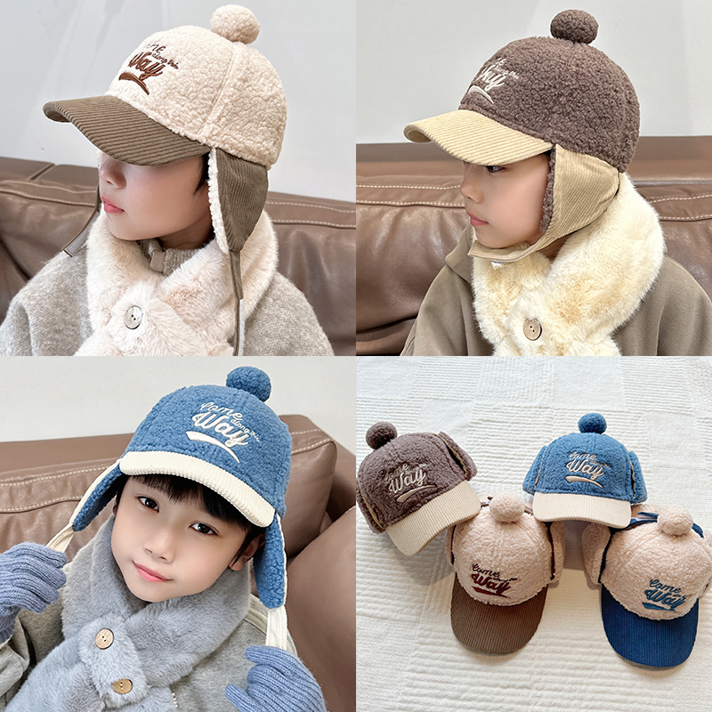 NEWDAKID加绒保暖儿童护耳鸭舌帽