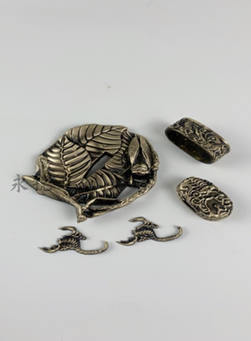 全铜龙泉日本刀镡直销仿古做旧螳螂金文护手装柄圈柄盖配件未开刃