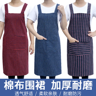 纯棉围裙男女时尚家用厨房全棉透气背带围腰防油污棉麻无袖工作服
