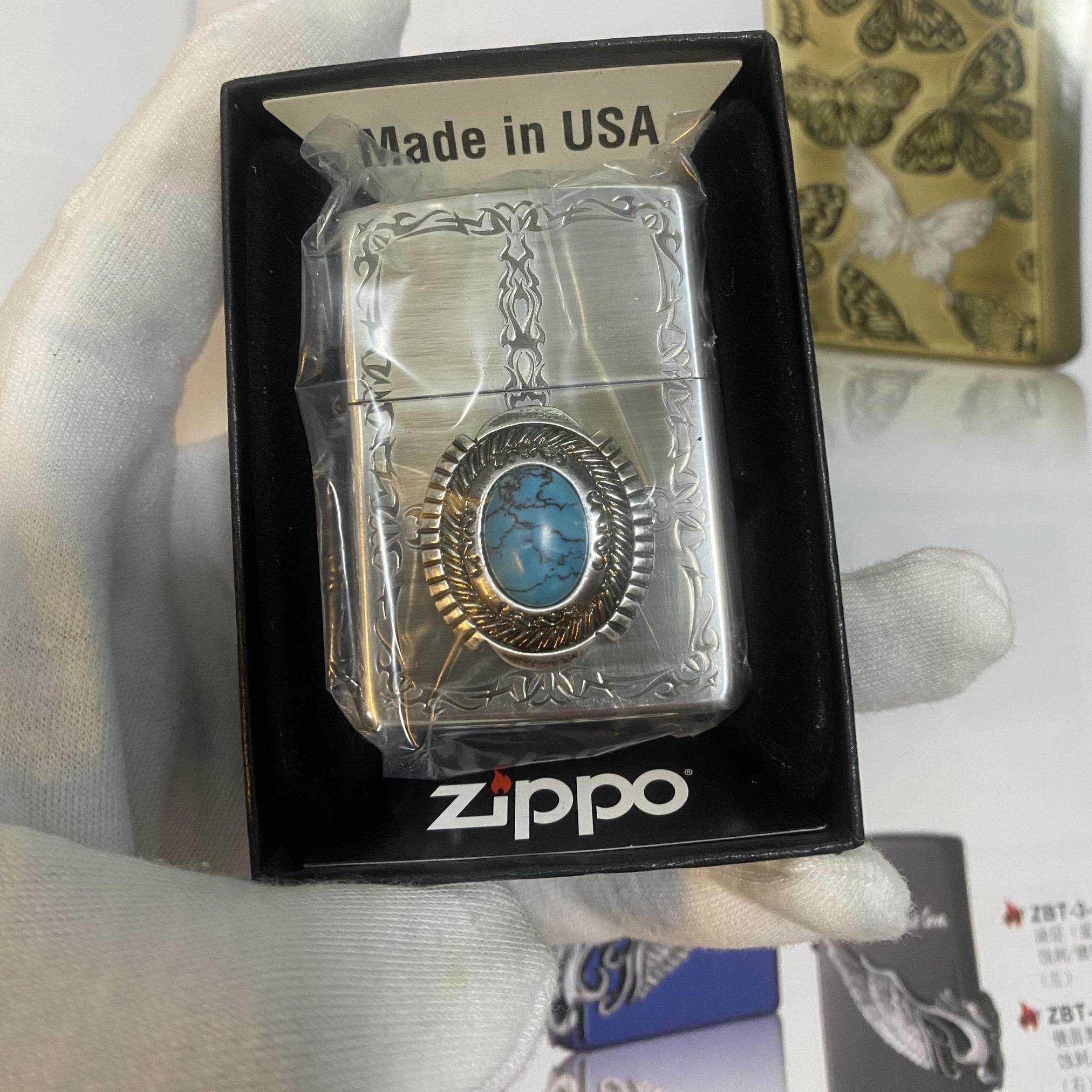 zippo日版送礼印第安松石打火机