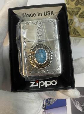 zippo日版送礼印第安松石打火机