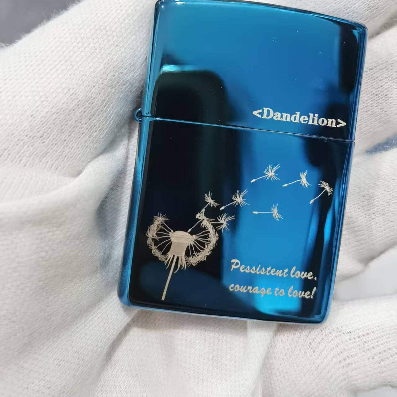 Zippo之宝防风打火机正品 20446蓝冰三面雕刻 蒲公英的爱男士礼物
