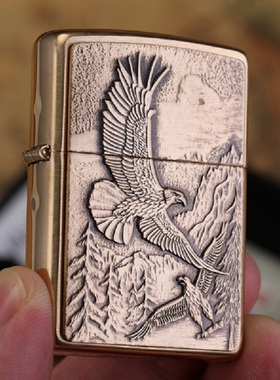 zippo芝宝防风打火机原装正品 雄鹰展翅 纯铜徽章 高山鹰 20854