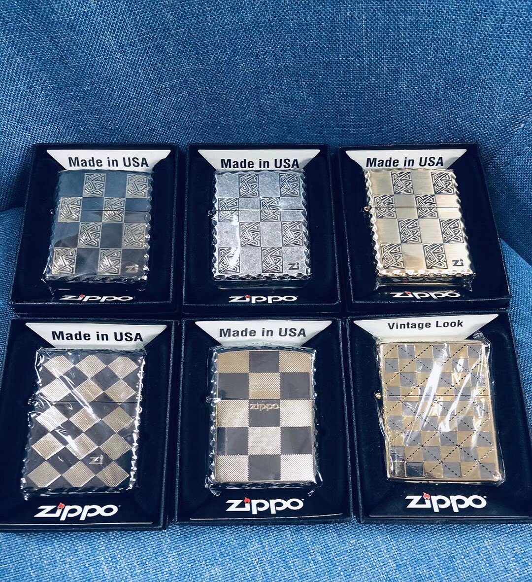 zippo之宝打火机原装正品 韩版方格ZBT-1-10A 古银格子 吉祥图腾