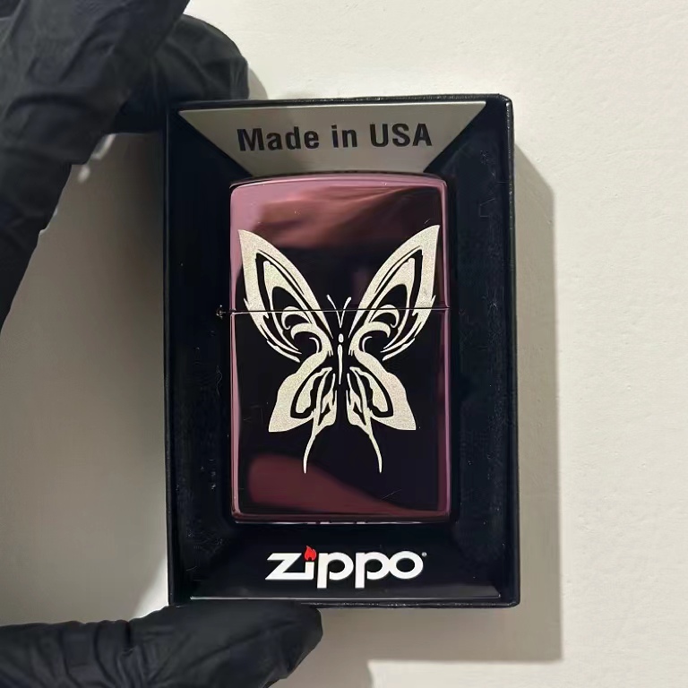 zippo之宝煤油防风打火机正品紫冰蝴蝶宋江同款破茧成蝶男生礼物