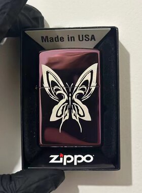 zippo打火机紫冰蝴蝶送男生礼物