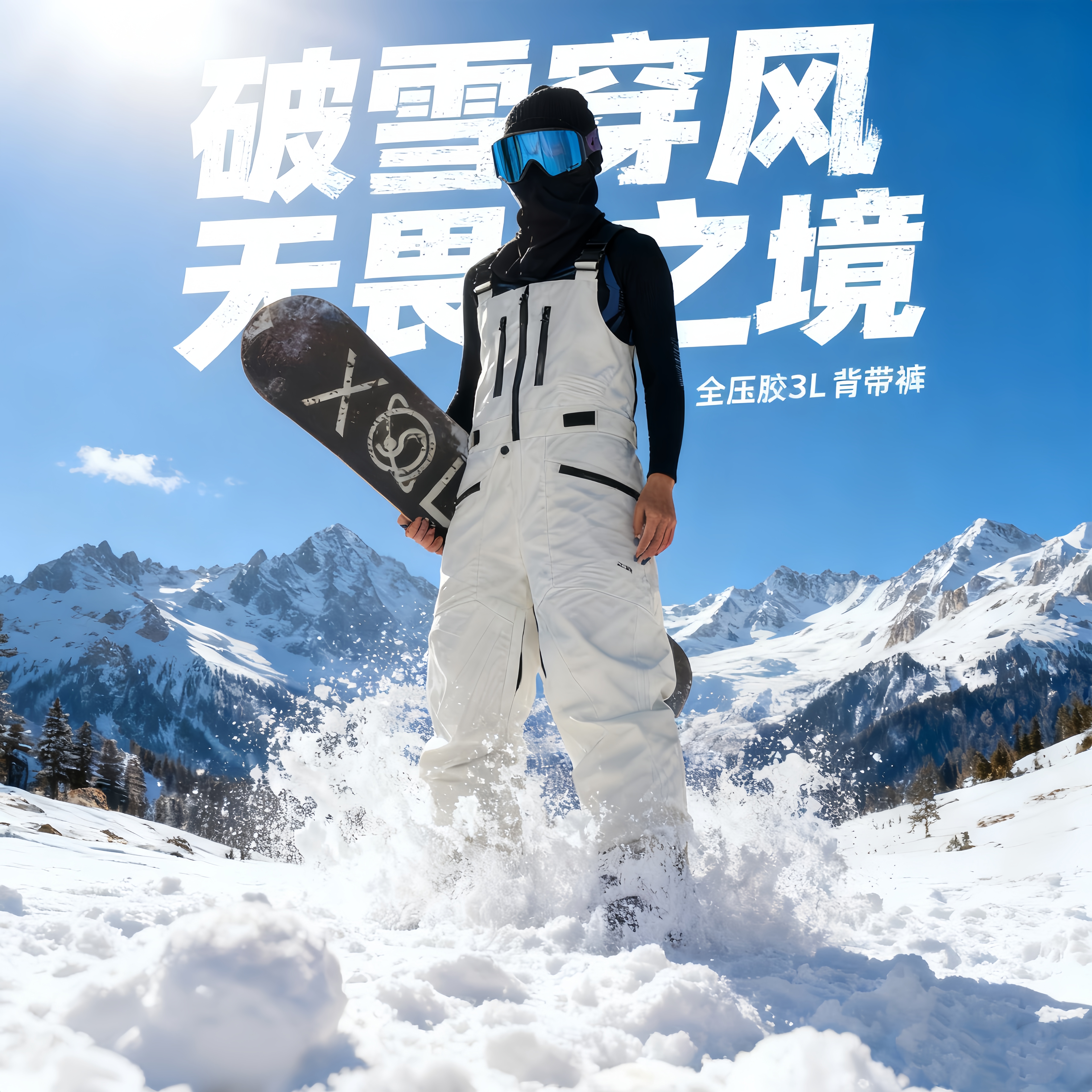 加厚滑雪背带裤男女单板滑雪服