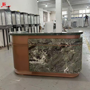 售楼部接待台吧台公司前台水吧台烤漆异型简约吧台桌