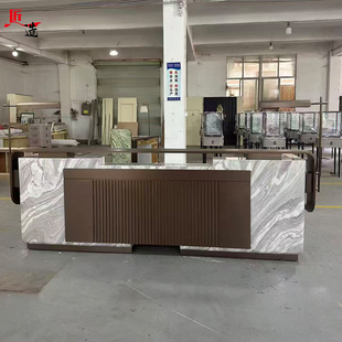 售楼部接待台吧台公司前台水吧台烤漆异型简约吧台桌