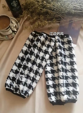 2024韩版秋冬新款长款气质袖套女士小香格子防污办公套袖短款护袖