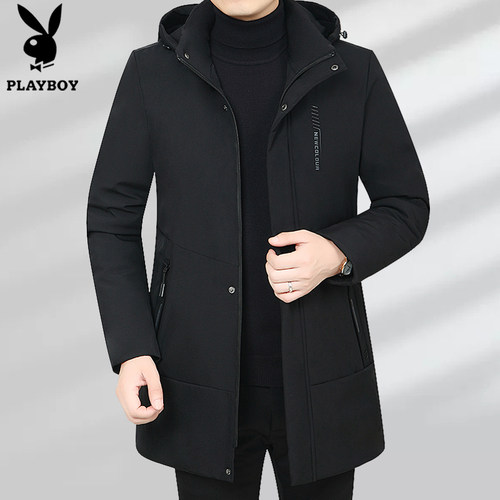 花花公子中长款棉衣男士加厚冬季