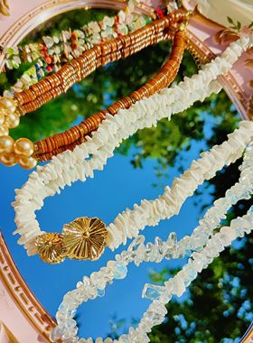 天然石金属贝壳珍珠串珠项链女高级感颈链轻奢气质配饰