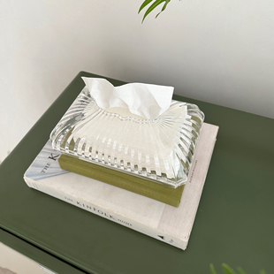 ins风北欧极简透明亚克力纸巾盒水晶贝壳家用床头抽纸盒桌面摆件